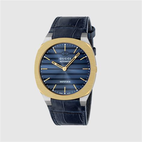 Orologio GUCCI 25H, 40 mm in alligatore blu 